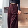 Fashion Red Corduroy Pants High-Waist Wide-Leg Trousers Casual Loose Fit Straight Leg Pants for Women