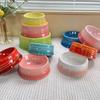 12cm/5cm French Rainbow Home Short Footed Pet Bowl Ceramic Cat and Dog Bowl Large Capacity Anti Spill Snack Bowl Gradient Color