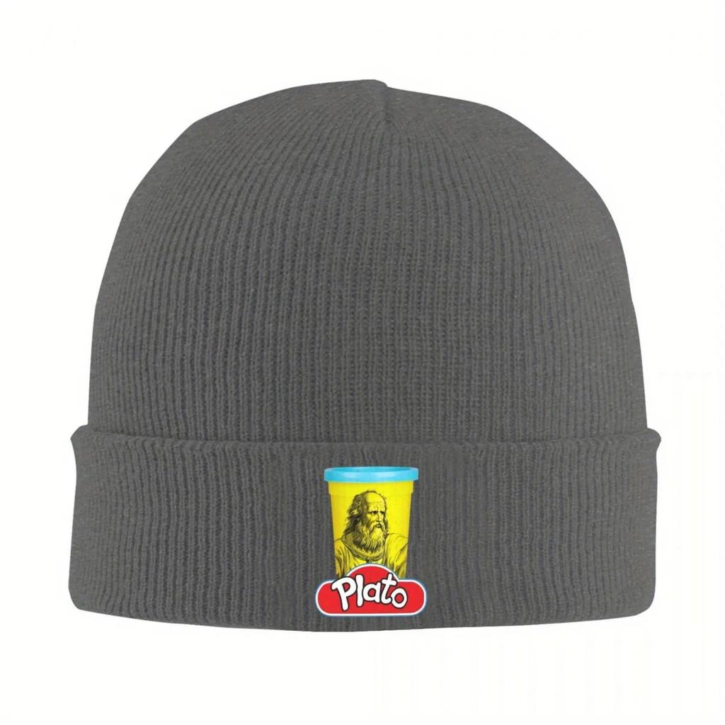 Plato Play Doh Philosophy Pun Warm Knitted Cap Fashion Bonnet Hat Autumn Winter Outdoor Beanies Hats for Unisex Adult