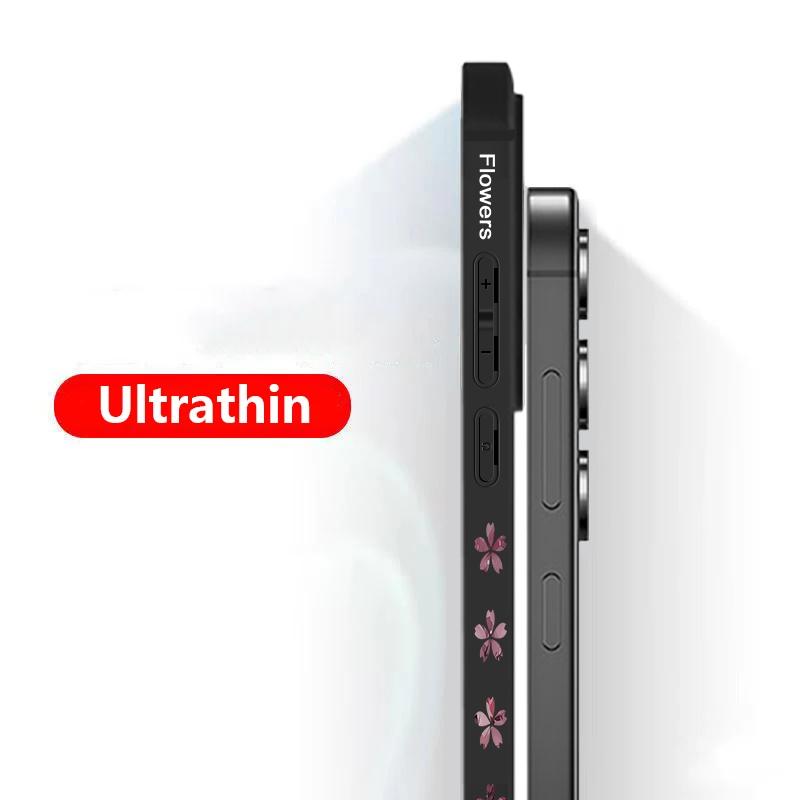 Чехол с узором вишневого цвета для Samsung Galaxy S25 S24 S22 Ultra Plus S23 S21 S20 Fe A55 A54 A52 A35 A15 5g Lanyard Tpu Soft Slim Case Cover