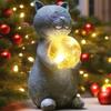 Статуя кошки, солнечный свет, водонепроницаемая, садовая скульптура котенка, светящаяся статуя котенка, наружное ландшафтное освещение для украшения патио, двора