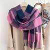 1116 autumn and winter new imitation cashmere scarf women's warm thickened outer shawl student plaid simple scarf wholesale