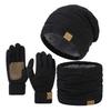 3 Pcs/Set Hat Scarf Glove Set Thick Knitted Warm Cap Great Friction Gloves Elastic Ear Protection Windproof Winter