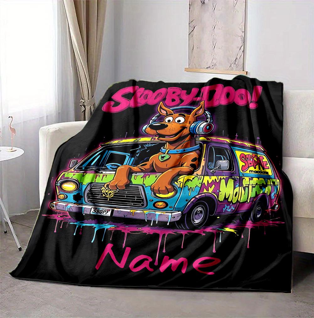 Custom Name Scooby Doo Night Flannel Blanket Throw Blanket Soft Warm Sofa Bed home Decor Unique Gift