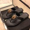 Fashion New men's beach shoes flip-flops  designer leather outside wear sandals head layer cowhide