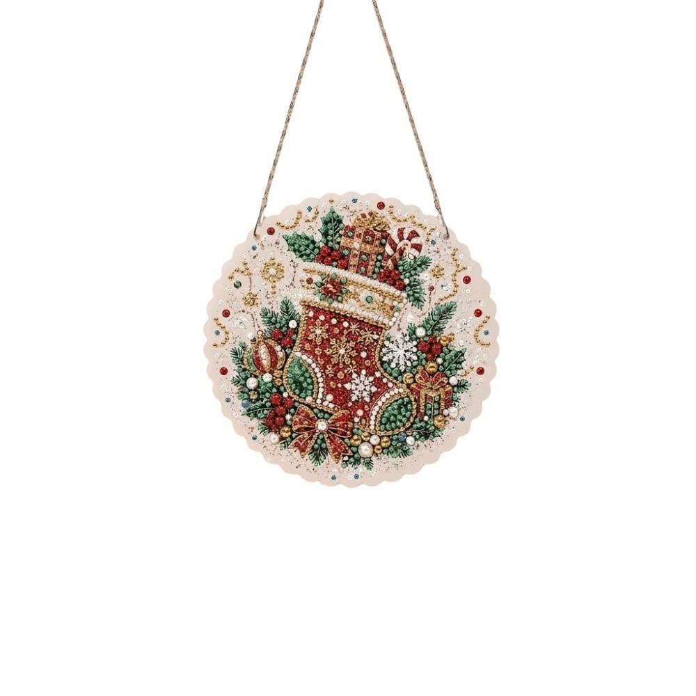 Round DIY Rhinestone Painting Pendant Acrylic Xmas Ornament Kit Window Decor
