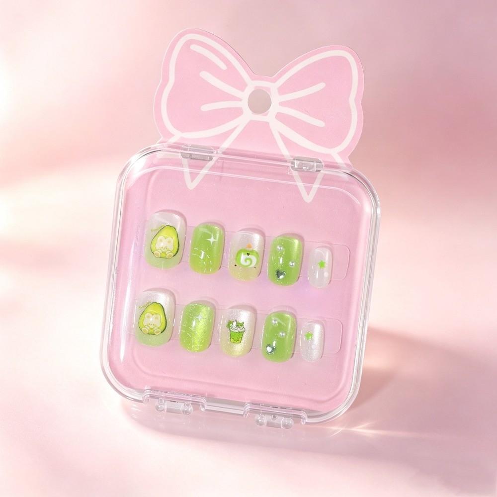 Cat's Eye Press On Nails Short Nail Tips New Nail Stickers Children Wearing