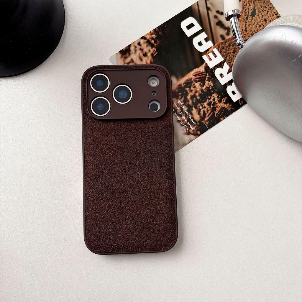 Solid Color Moon Crater Leather Phone Case for Apple 17PROMAX/15PRO - Trendy, Drop-Proof, Protective