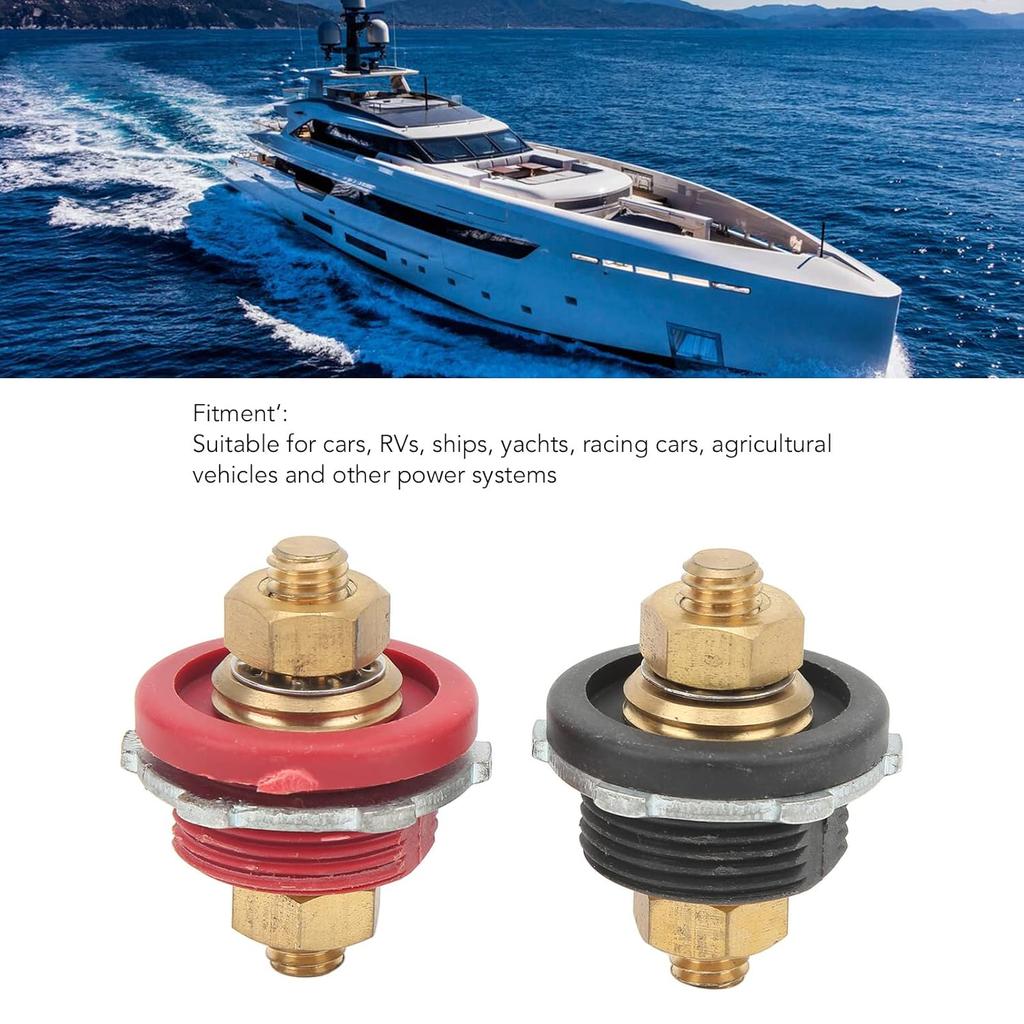 2 Pcs 3/8In Thru Panel Battery Terminal Connector, Battery Terminal Stud 250A Positive Negative Junction Stud Post Replacement For Cars Rvs Ships