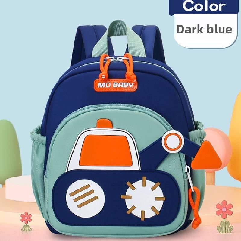 Kids Cartoon Preschool Backpack With Excavator Print And Breathable Material