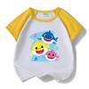 Летний набор для детей Baby Shark 2024: Хлопковая футболка с мультяшным принтом и шорты, Комплект из двух предметов