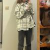 Long Sleeve Plaid Loose Fit Cotton Shirt For Women