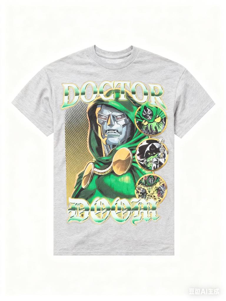 Genuine 2026 New Fantastic Four Dr. Doom Comic Print Plus Size Women's Fashion Short Sleeve Loose Sports T-Shirt