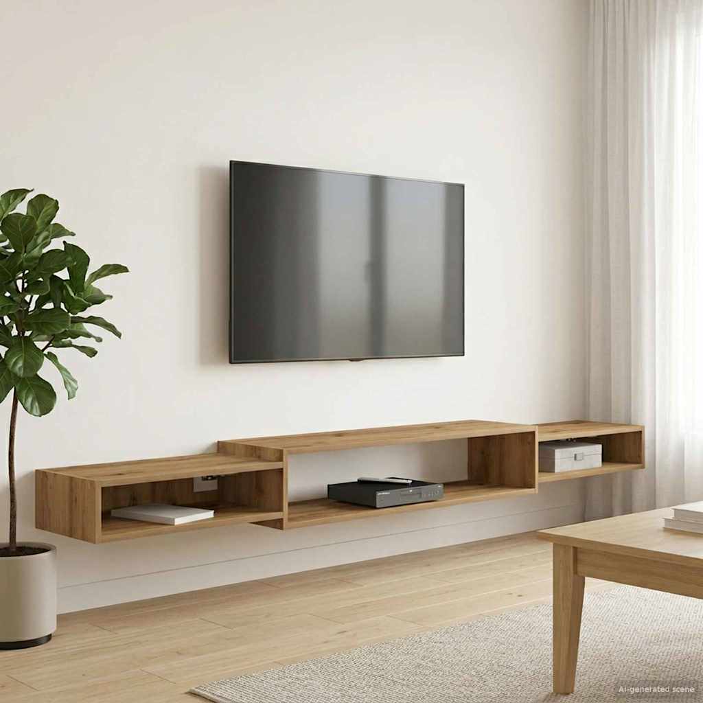 Wall Mounted TV Cabinet Wall Shelf Artisan Oak