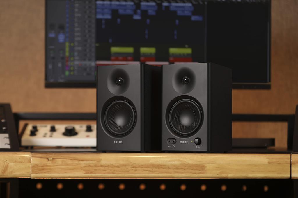 Edifier MR4 Monitor Speaker Maximum 42W Output Balanced Stereo Mini Bookshelf Type Black Authorized Distributor (TRS Input/RCA/3.5mm Plug) [Japanese