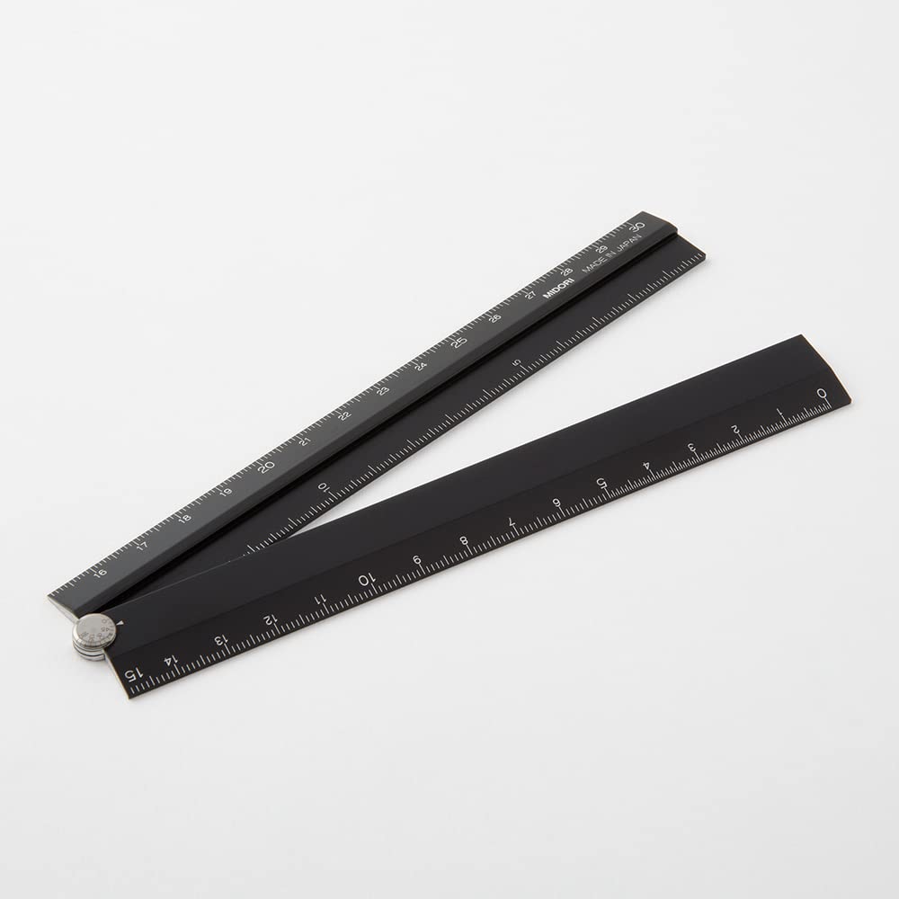 DESIGNPHIL MIDORI Aluminum Model 42286006 Multi-Ruler, 30cm, Black, A,