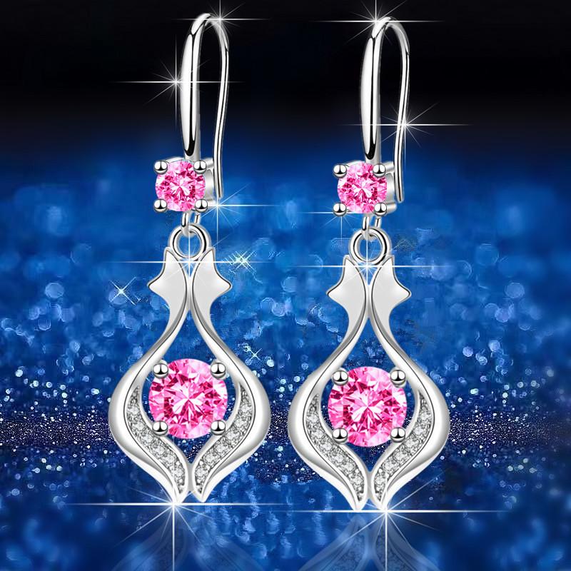 New Imitation S925 Silver Temperament Elegant Water Drop Mid-length Earrings Female Temperament Earrings