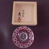 Edo Kiriko Glass Sake Cup Cut Kobayashi Hideo Red Wooden Box