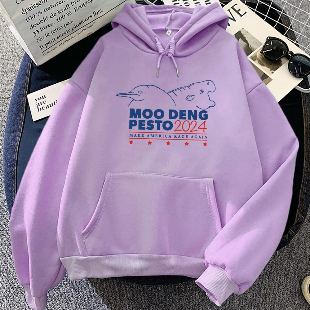 Moo Deng and Pesto Penguin 2024 Hoodies Long Sleeve Women Men Sweatshirts Funny Cartoon Graphic Printing Sudaderas Female Hoodie