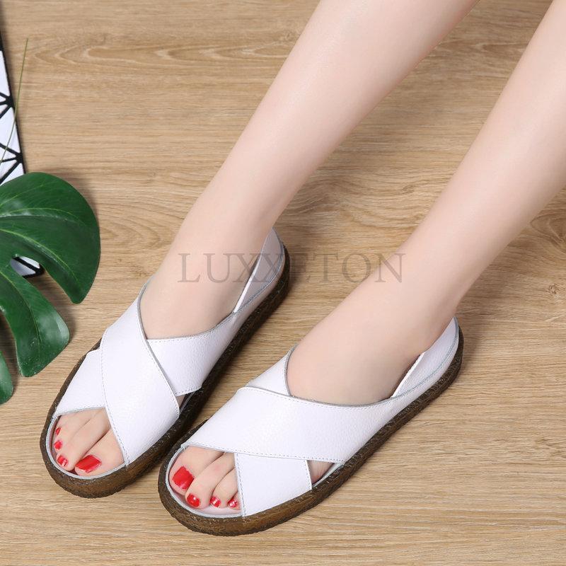 Большие размеры 35-44, женские сандалии из натуральной кожи с открытым носком, Sandalia Feminina, модные летние удобные туфли-оксфорды для женщин