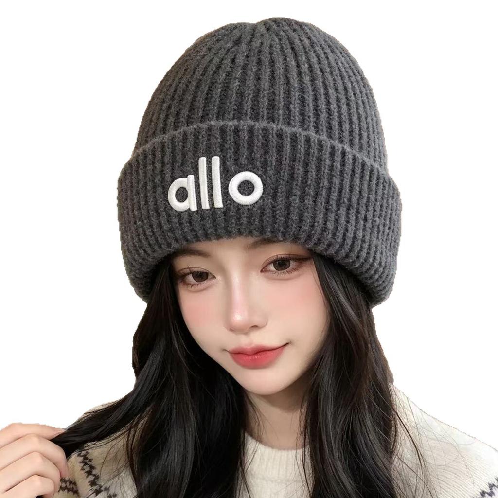 Hat Women's Winter Warm Letter Embroidery Knitted Hat Trendy Versatile Windproof Ear Protector Wool Hat