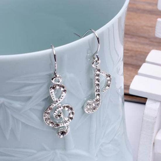 Асимметричные стразы, инкрустированные музыкальной нотой, ушные крючки, женские висячие серьги, ювелирные изделия