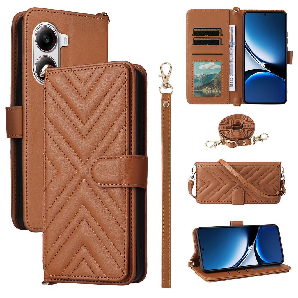 For Xiaomi Poco X7 Pro 5G/Redmi Turbo 4 5G Wallet Case with Shoulder/Wrist Strap Leather Phone Cover Stand