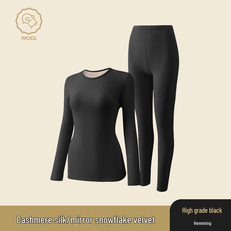 Термобелье из немецкого кашемира и шелка: Унисекс бесшовный комплект с круглым вырезом для осени и зимы