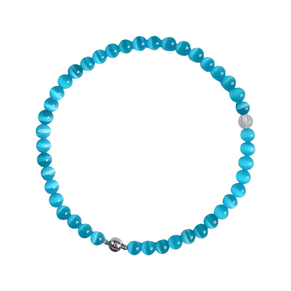 Elegant Love Heart Blue Cats Eye Stone Beaded Necklace Symbolizing Love and Tenderness for Trendy Women Casual Wear