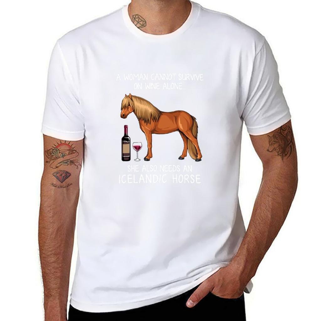 Icelandic Horse horse and wine funny horse TShirt UV Sun Protection Tee Shirt