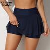 Женская мини-юбка для плавания с высокой талией, эластичные встроенные шорты Boyleg, танкини, бикини, однотонный купальник