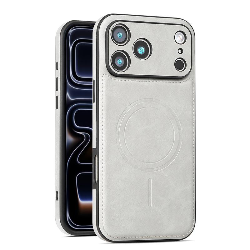 Retro Leather Magnetic Charging Case For iPhone 12 13 14 15 16 17 Pro Max Air 14 Plus Luxury Camera Protection Ultra Thin Cover