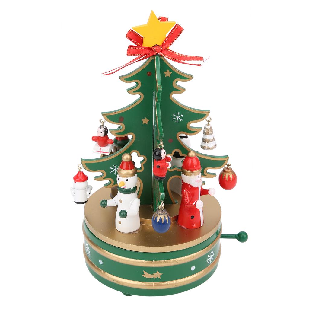 Christmas Music Box Wood Christmas Musical Box Xmas Decoration Gifts for KidGreen