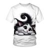 Удобная Мягкая Милая Кошка Летняя Футболка с Коротким Рукавом 3D Принт Круглый Вырез Повседневная Спортивная Мужская Женская Футболка