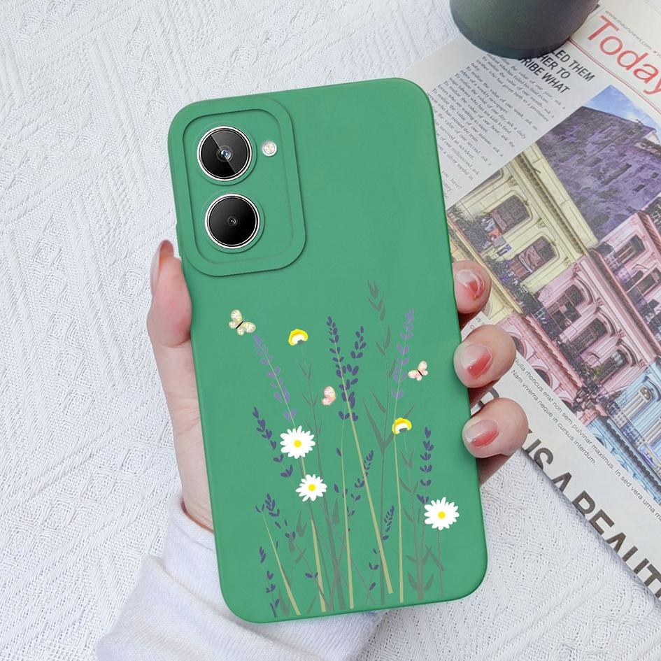 Чехол для телефона Realme 9 9i 4G 5G 5 6 7 8 9 10 Pro + противоударный матовый модный жидкий силиконовый чехол с цветком авокадо, мягкий ТПУ для OPPO Realme Fundas Coque