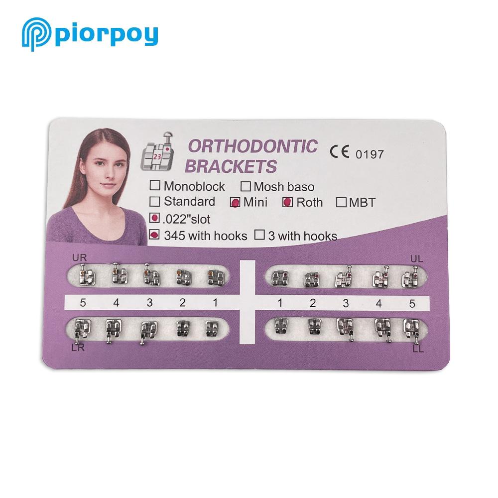 PIORPOY 1Pack Dental Bracket Mini Roth/MBT 0.022 345 Hooks Braces Orthodontic Braces Metal Monoblock Dentistry Materials 3