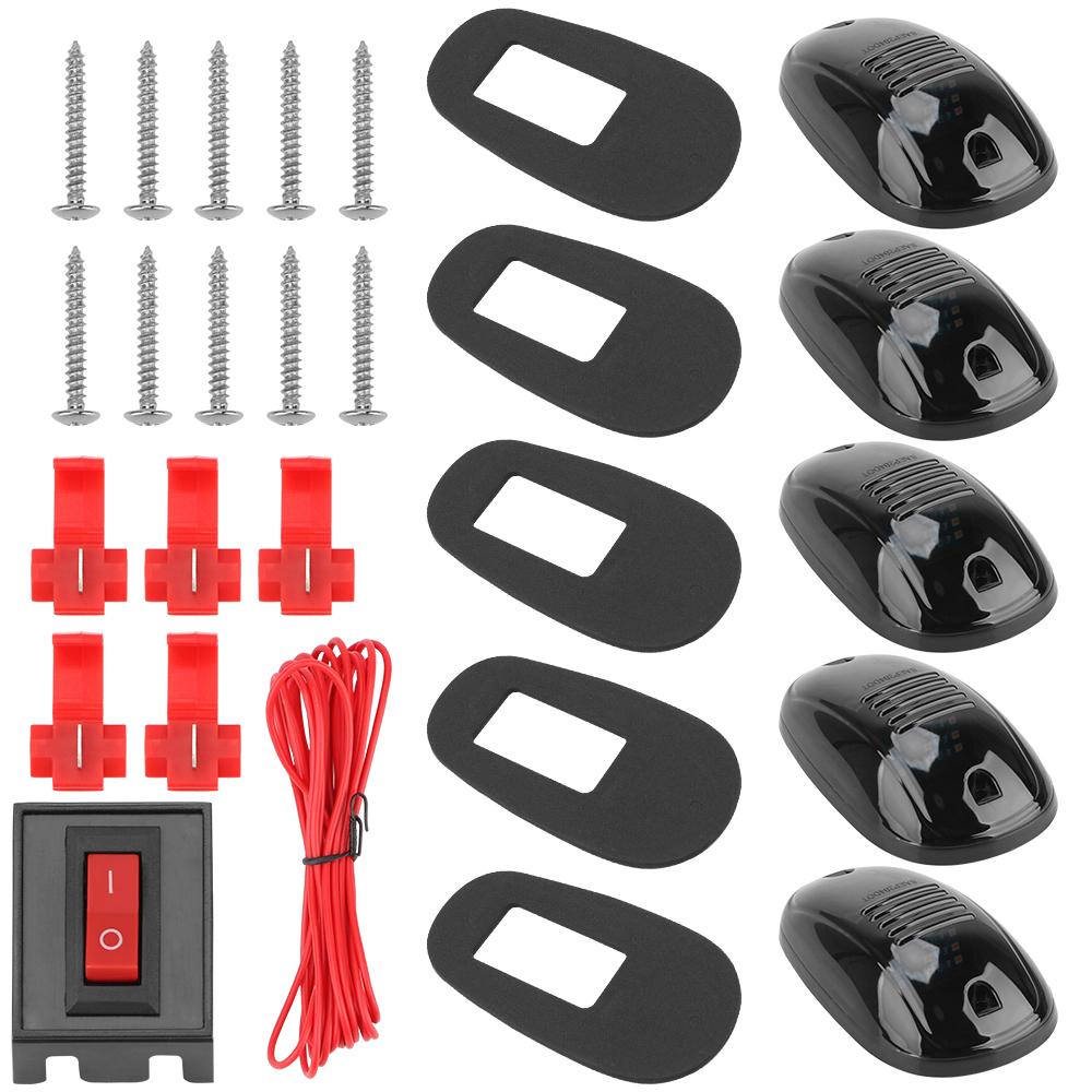 Для грузовика внедорожника DC 12V/24V 9LED черные дымчатые линзы лампы автомобильные габаритные огни на крышу кабины 5 шт. фары на крышу Doom Lights автомобильные фары