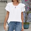 Women's Fashion Casual Summer Spring Solid Color Print Short Sleeve U-Neck Blouses & Shirts