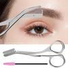 Stainless Steel Eyebrow Scissors With Eyebrow Comb Makeup Scissors Eyebrow Trimming Knife Hair Remover Shaver Tool