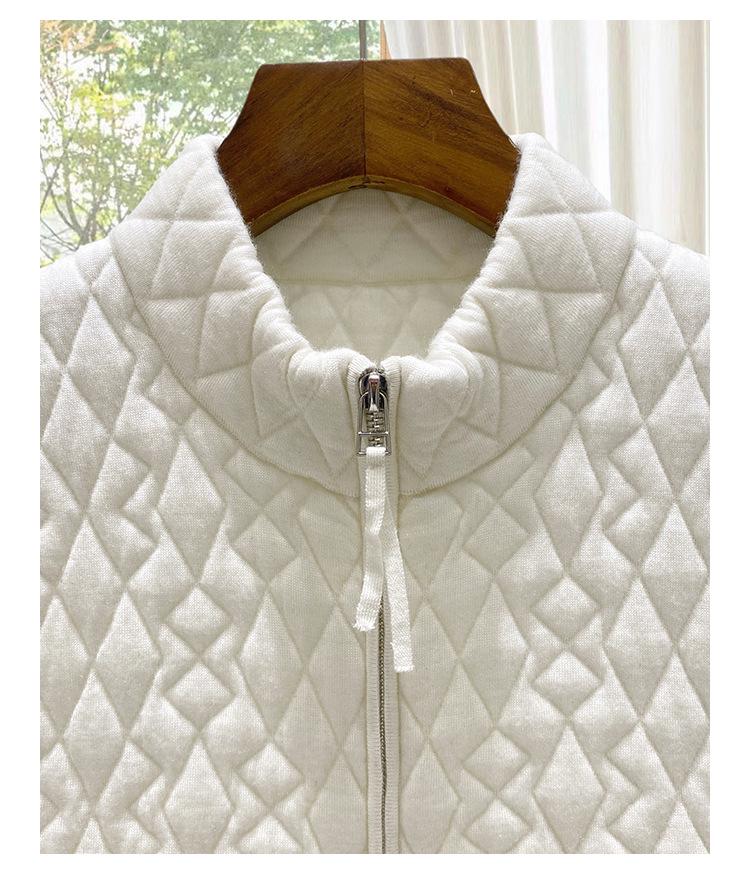 Nanyou Women's Diamond Pattern Wool Stand Collar Zipper Vest - Stylish & Versatile for Autumn/Winter Layering