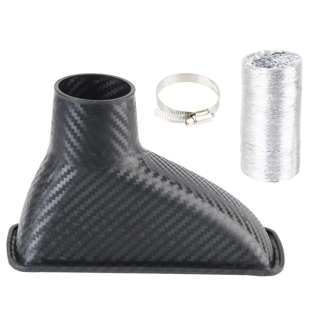 Air Funnel Pipe Set Round/Square Nozzles Turbo Air Inlet Tuyere Car Front Bumper Air Intake System Air Vent Tube Kit Universal