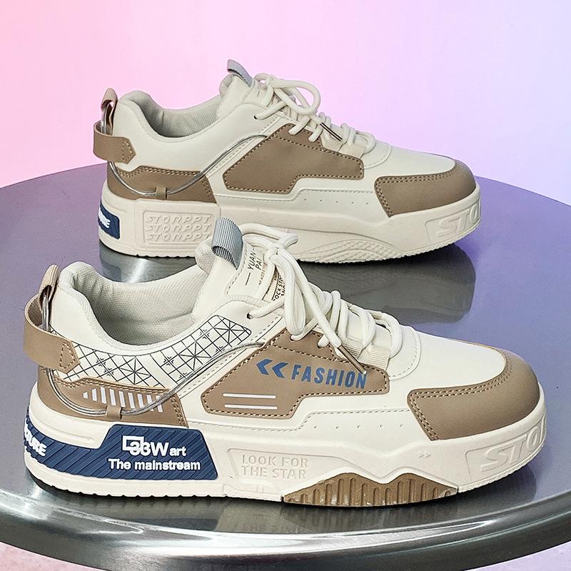 Кожаные туфли с толстой подошвой, подходящие по цвету, для занятий сноубордом, новые летние туфли с низким верхом, на шнуровке, для отдыха, в студенческом стиле, универсальные мужские туфли