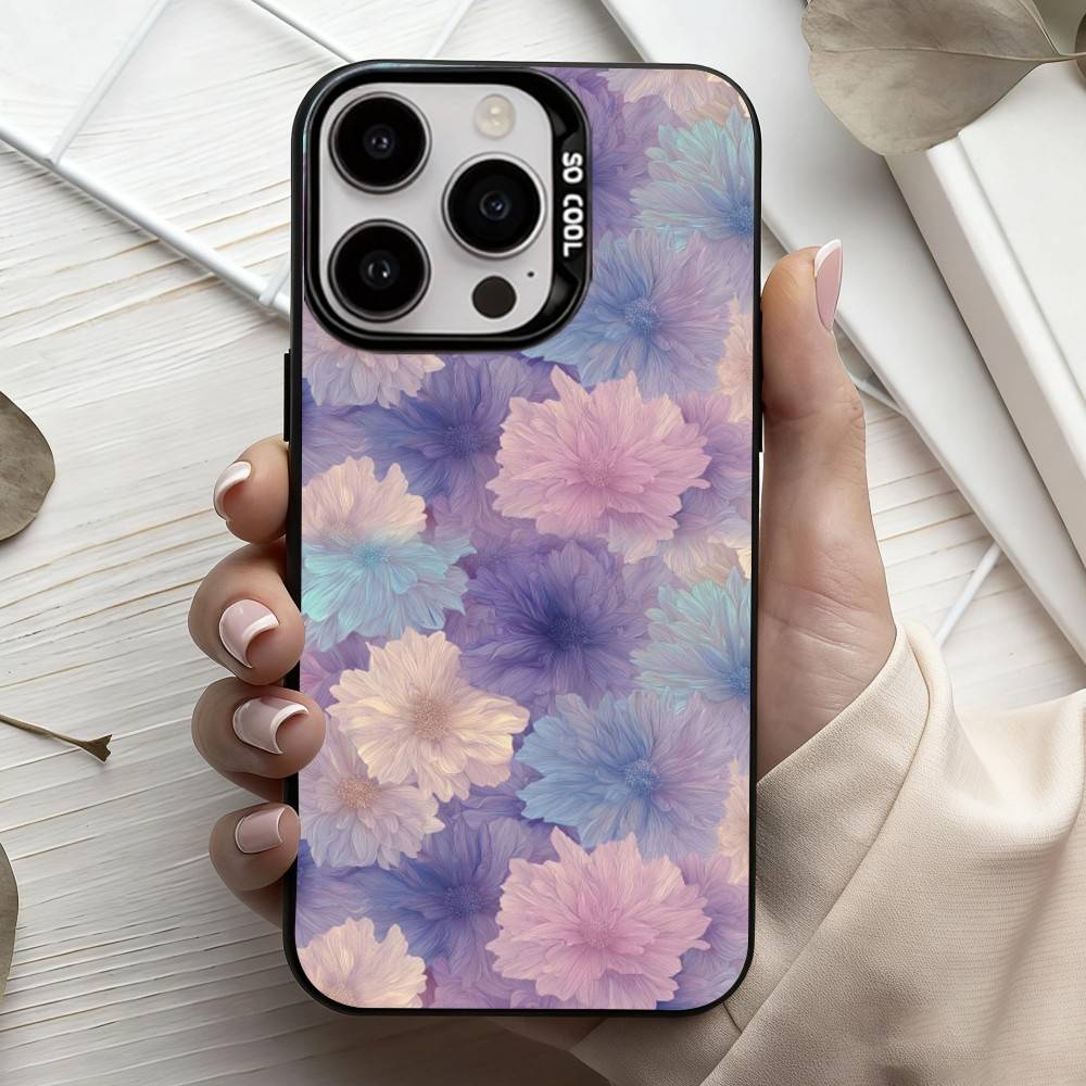 F-Цветы A-искусство Чехол для телефона Для iPhone17,16,15,14,13,12,11 Plus,Pro Max Конфетный Посеребренный Внутренний Чехол