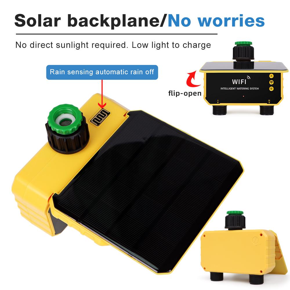 Smart Irrigation Water Timer Automatic Solar Timing Controller 1/2 Outlets Watering Timer System Plant Waterer for Garden Lawn