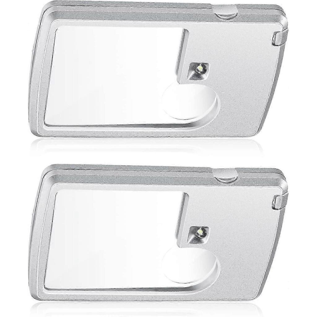 Handheld Magnifying Glass with Light 2 Pieces of 3X and 6X Credit Card Magnifiers with Light