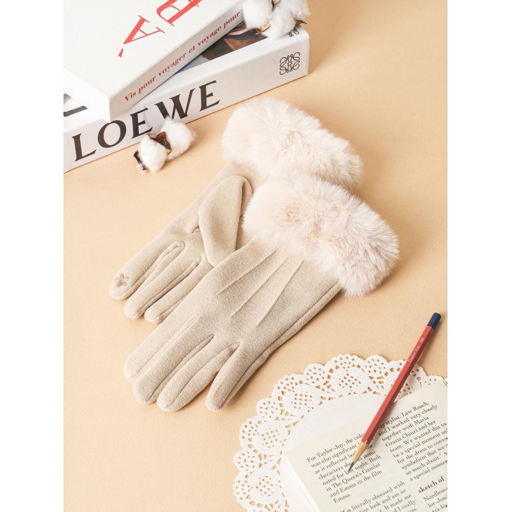 Перчатки DaiSo WriSt Fur для женщин S Бежевые