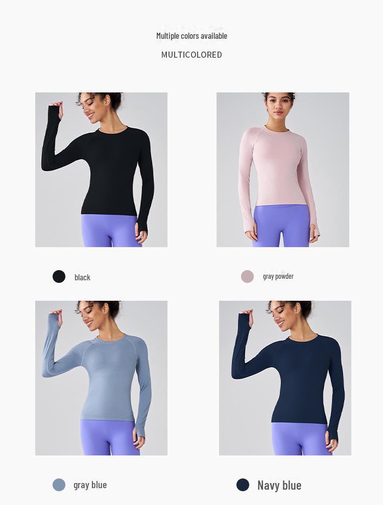 Женская спортивная футболка с длинным рукавом и круглым вырезом - облегающая, дышащая, модная, для фитнеса и йоги