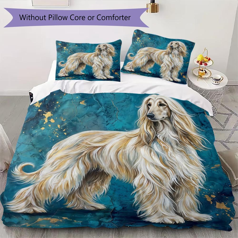 Afghan Hound Pattern Bedding uilt Set uilt Cover Pillowcase Home Decoration Birthday Gift (1 * duvet cover + 2 * pillowcase without core)