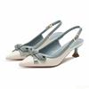 Elegant Bow Thin Heel Pointed Toe Shallow Mouth Single Shoe Color Blocked Simple Casual Fashionable Women's Shoes
