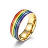 Rainbow Flag Gay Lala Rainbow Ring Titanium Steel Ring Hand Jewelry Niche Personality Homosexuality  Ring Jewelry
